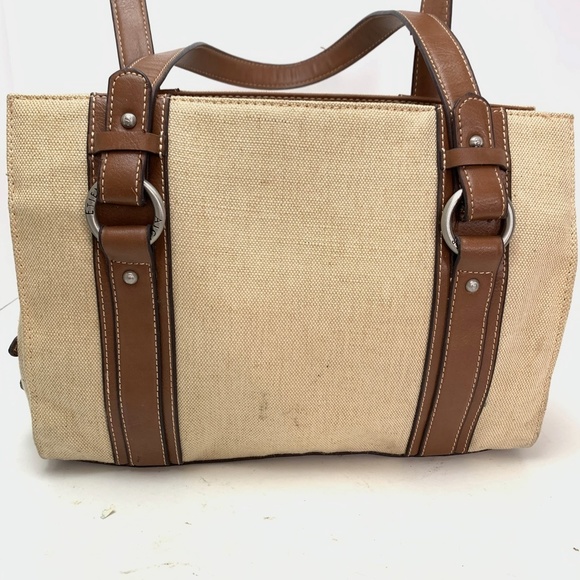 ETIENNE AIGNER Jute Canvas Shoulder Bag Purse Tote - Picture 9 of 16